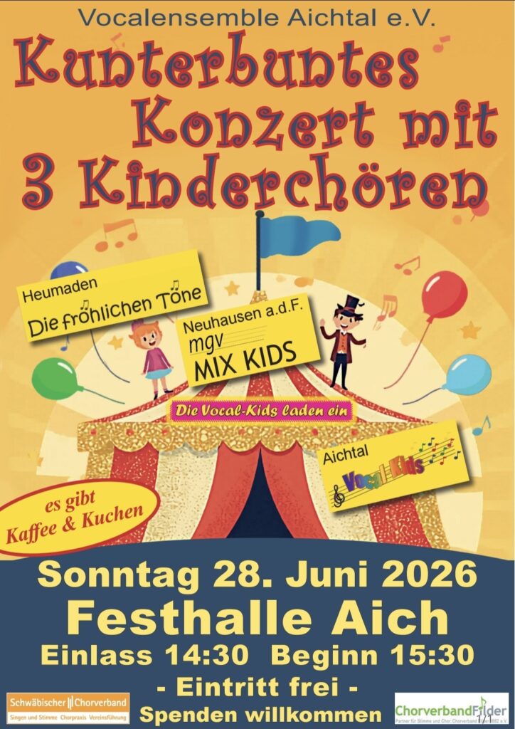 Kunterbuntes Konzert mit 3 Kinderchören @ Festhalle Aich