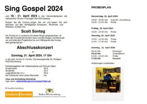 Gospel-Workshop mit Scott Sonntag @ Gemeinderäume der Katholischen Kirche Stuttgart-Rohr/Dürrlewang