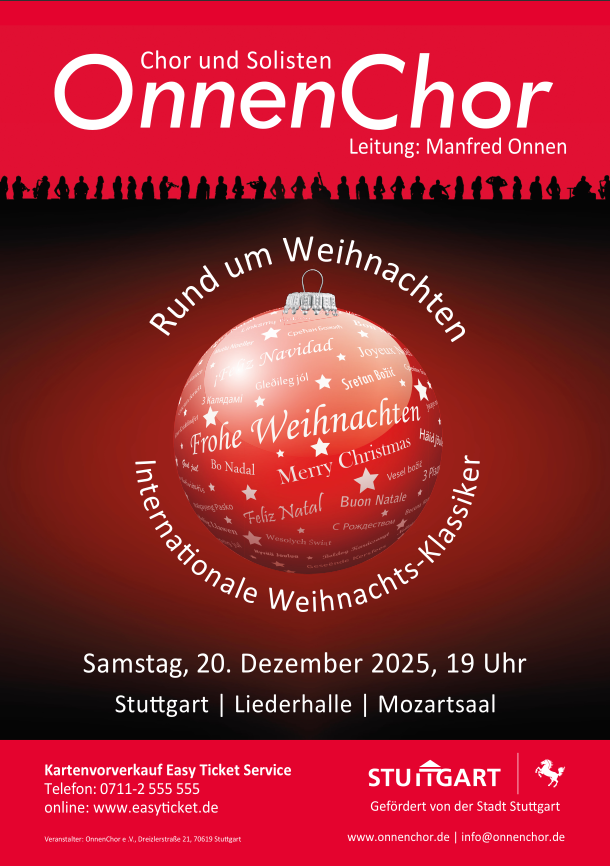 OnnenChor Weihnachtskonzert @ Liederhalle Stuttgart, Mozartsaal